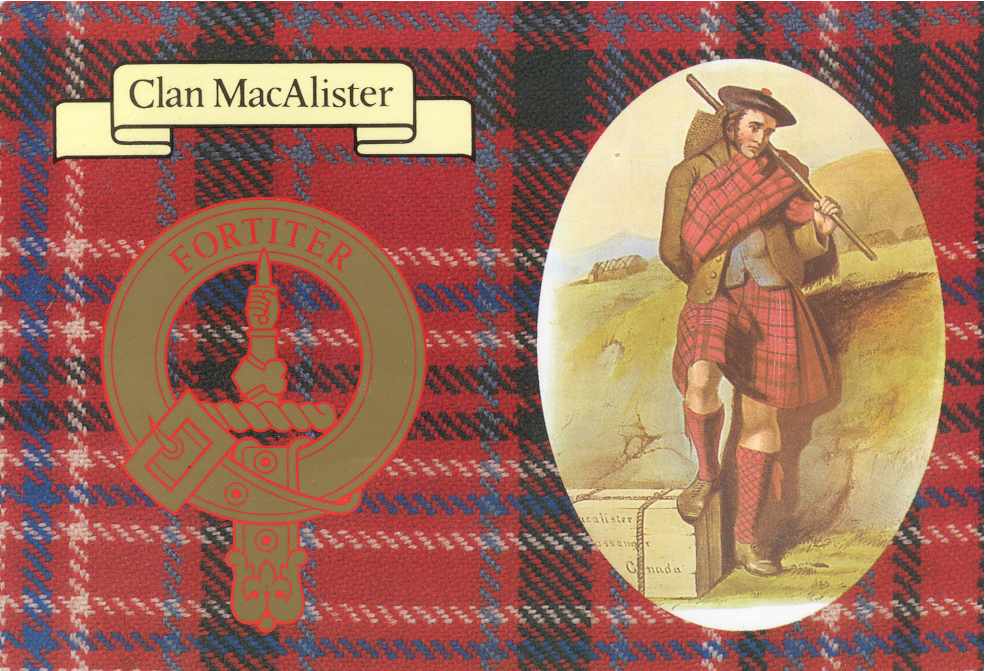 MacAlister crest on plaid